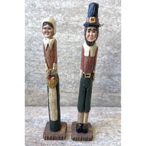 Vintage‎ 1993 Wang Thanksgiving Pilgrim Man Woman Couple Pencil Figures